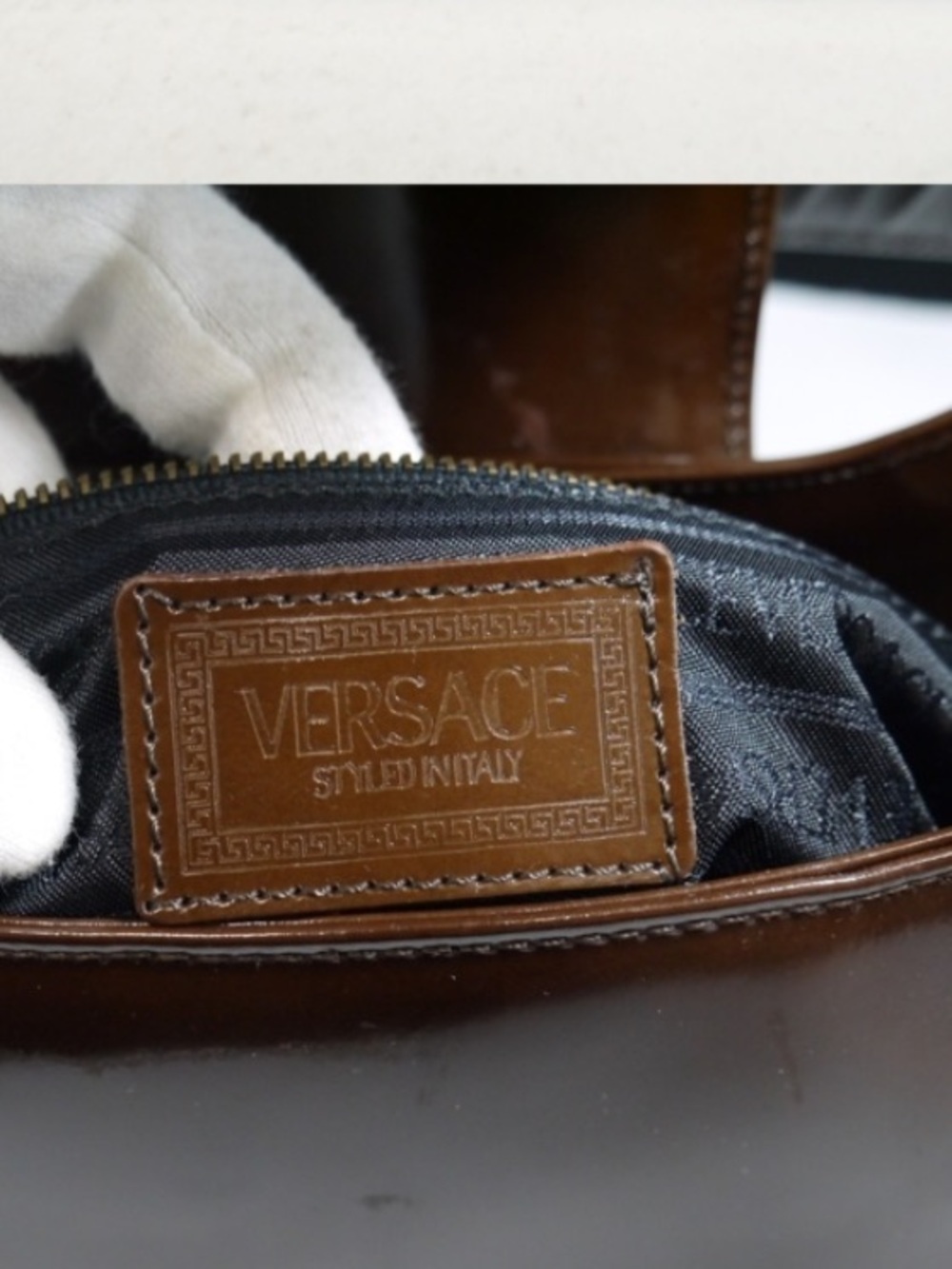 Versace Leather Shoulder Bag in Dark Brown with COA - Picture 9 of 9
